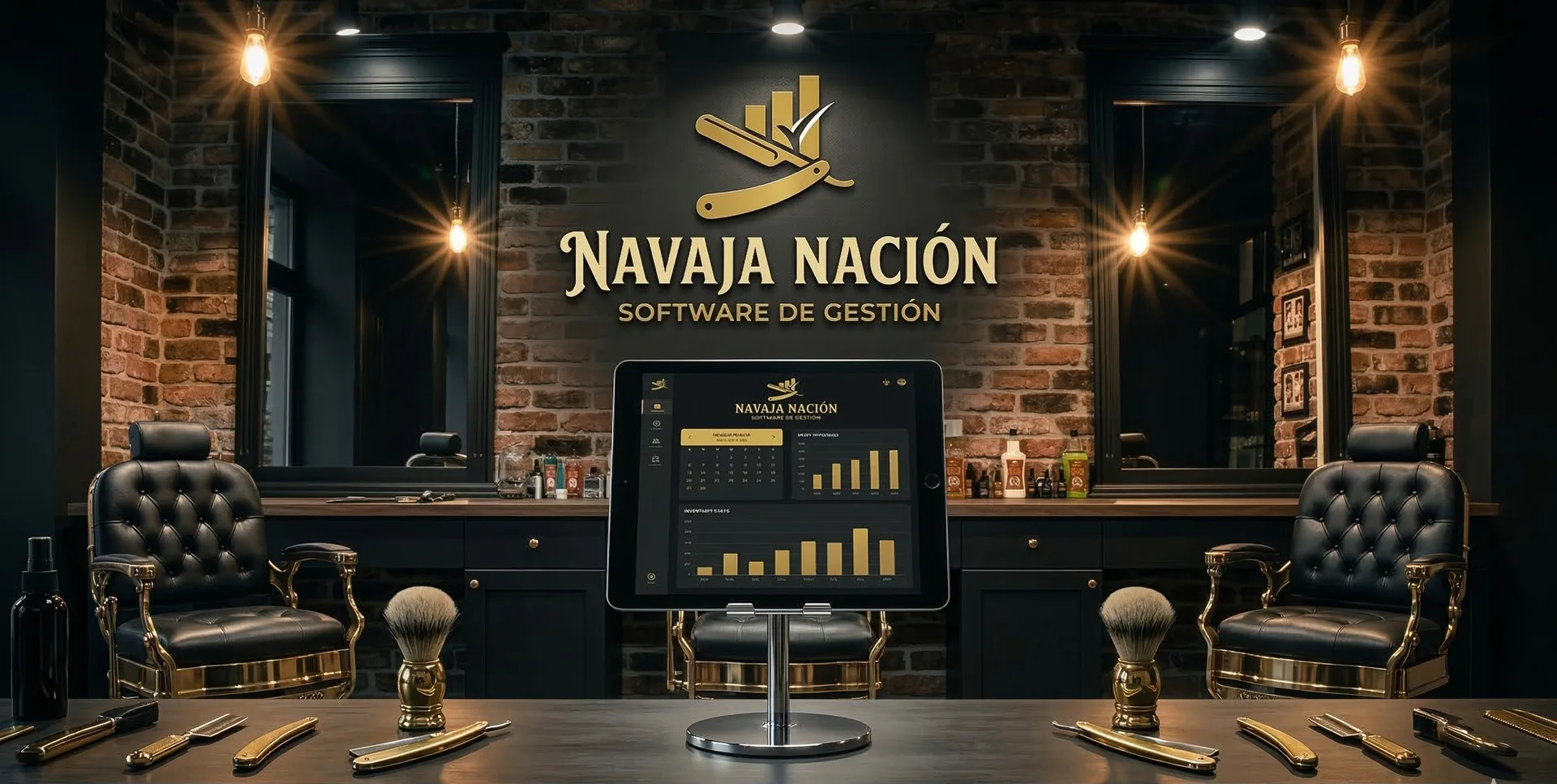 Panel de control Navaja Nación en una barbería profesional